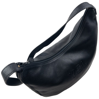 Vintage 90s YSL Yves Saint Laurent Embossed Leather Shoulder Bag | O/S, Black