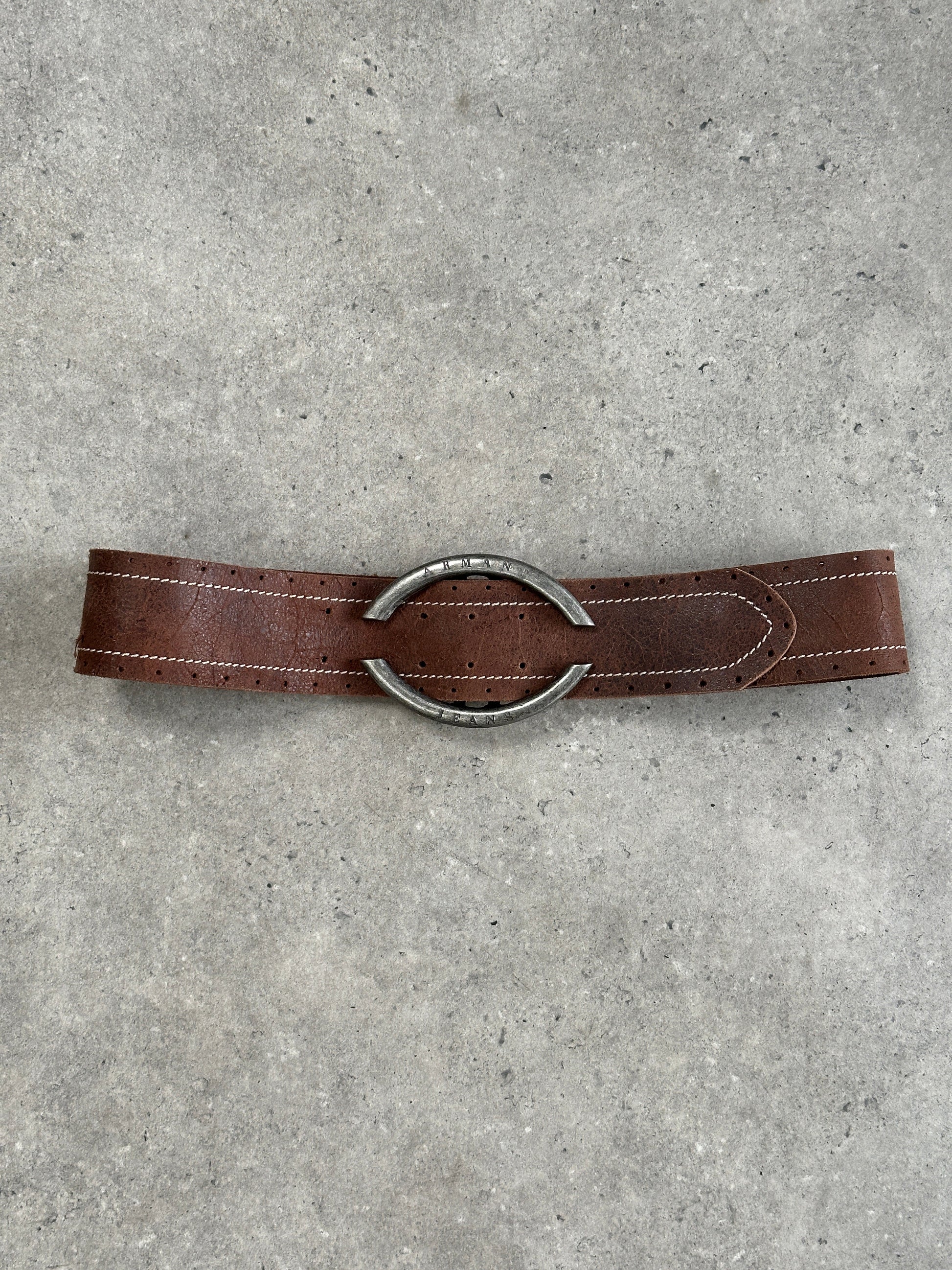 Armani Jeans 2000s Leather Chunky Belt - W33-37