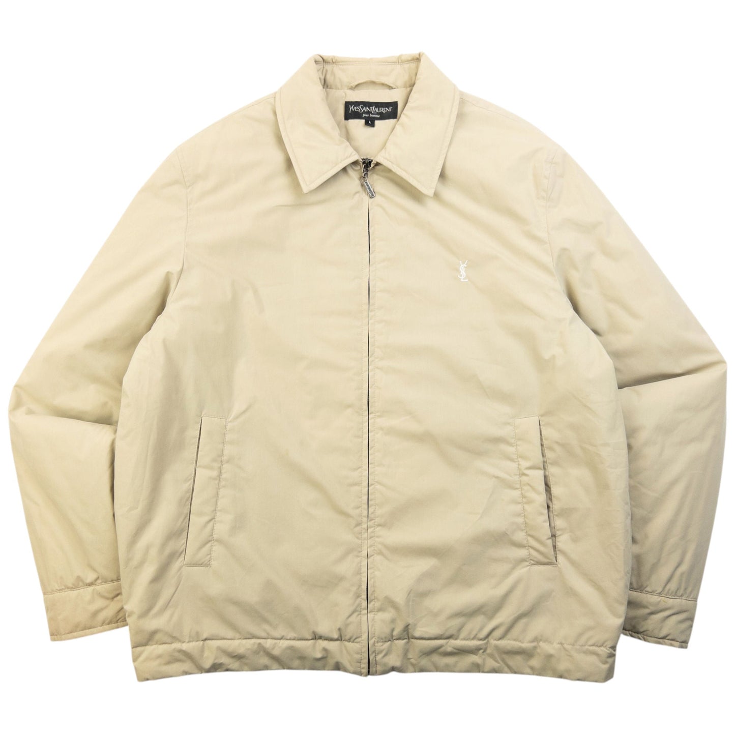 Vintage 2000s YSL Yves Saint Laurent Padded Zip Up Jacket Size L | Large, Beige