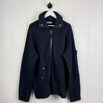 Stone Island Zip-Up Sweatshirt Navy (XXL) | XXL, Navy