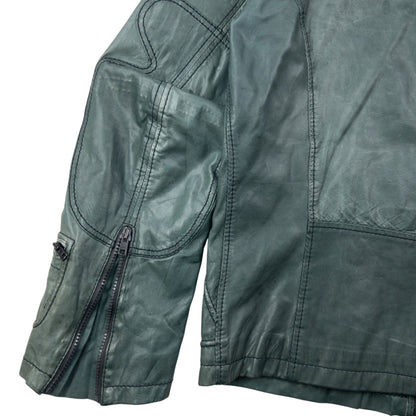 Vintage 2000s Diesel Zip Up Leather Jacket Size M | Medium, Green