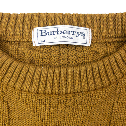 Vintage 90s Burberry Embroidered Cable Knit Jumper Size M | Medium, Multicoloured