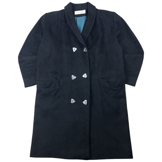 Vintage 80s Dior Longline Wool Jacket Size XL | XL, Black