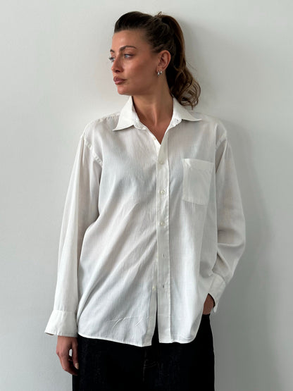Christian Dior 1990s Cotton Striped Logo Shirt - L