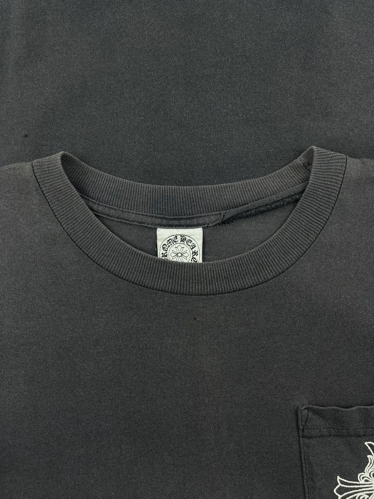 Chrome Hearts Vintage Sunfaded Tbar Cross Pocket Tshirt | Medium, Black