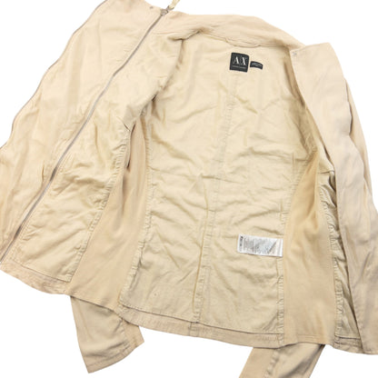 Vintage 2000s Armani Exchange Double Zip Ruched Jacket Womens Size M | Medium, Beige