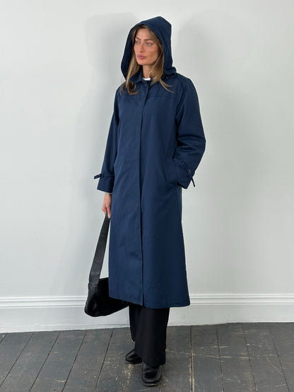 London Fog 1990s Concealed Placket Hooded Trench Trench - S