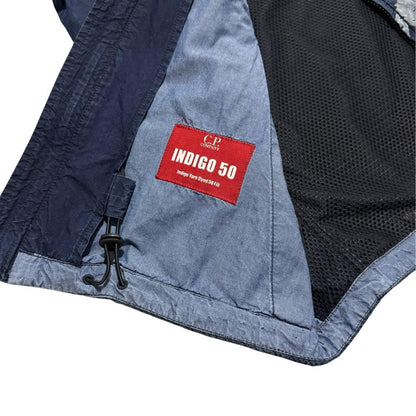 CP Company Hand Painted Indigo 50 Goggle Jacket | Medium, Indigo