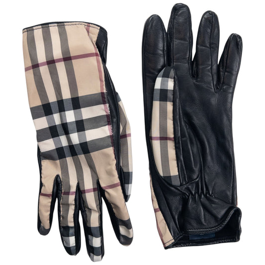 Vintage 2000s Burberry Nova Check Leather Gloves