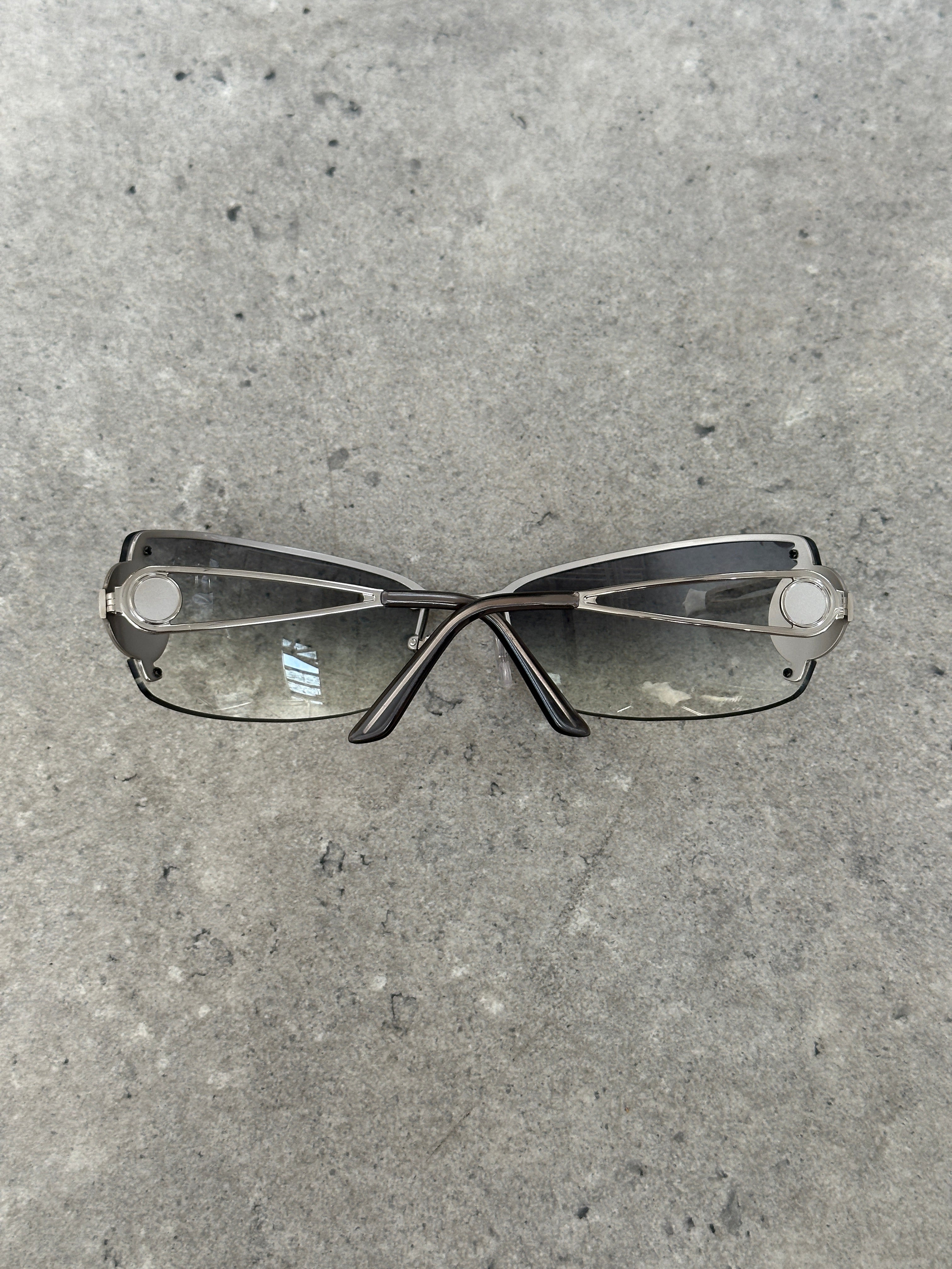 Vintage Versace 2000s Medusa Logo Rimless Sunglasses | O/S, Silver