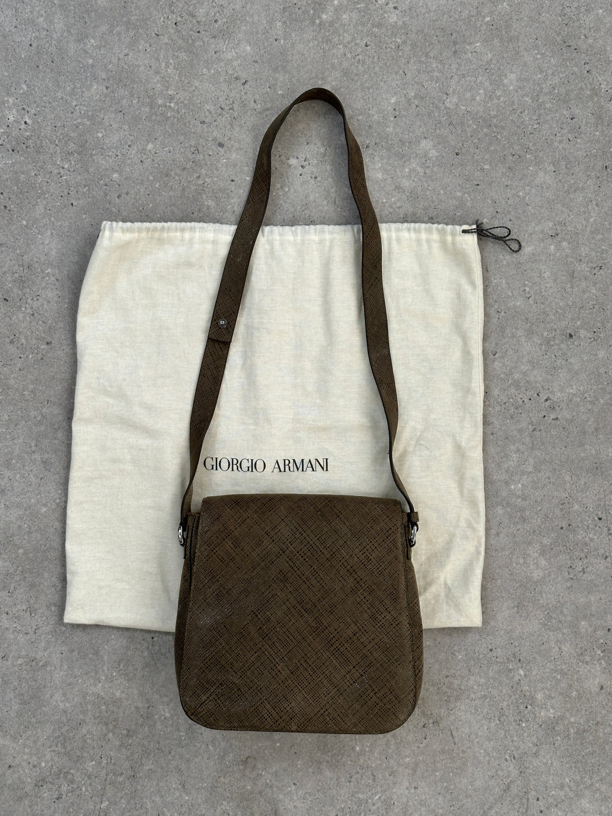 Giorgio Armani 2000s Leather Textured Crossbody Bag
