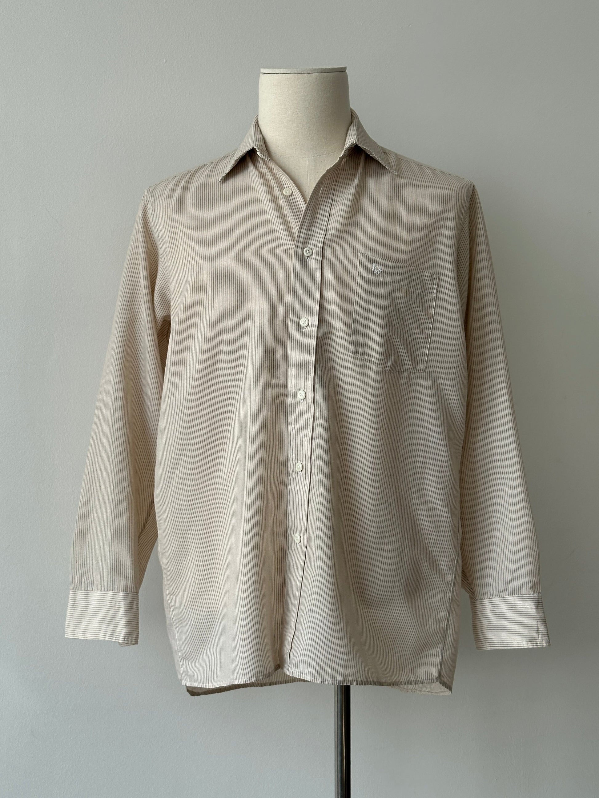 Christian Dior Chemises 1990s Logo Striped Shirt - M