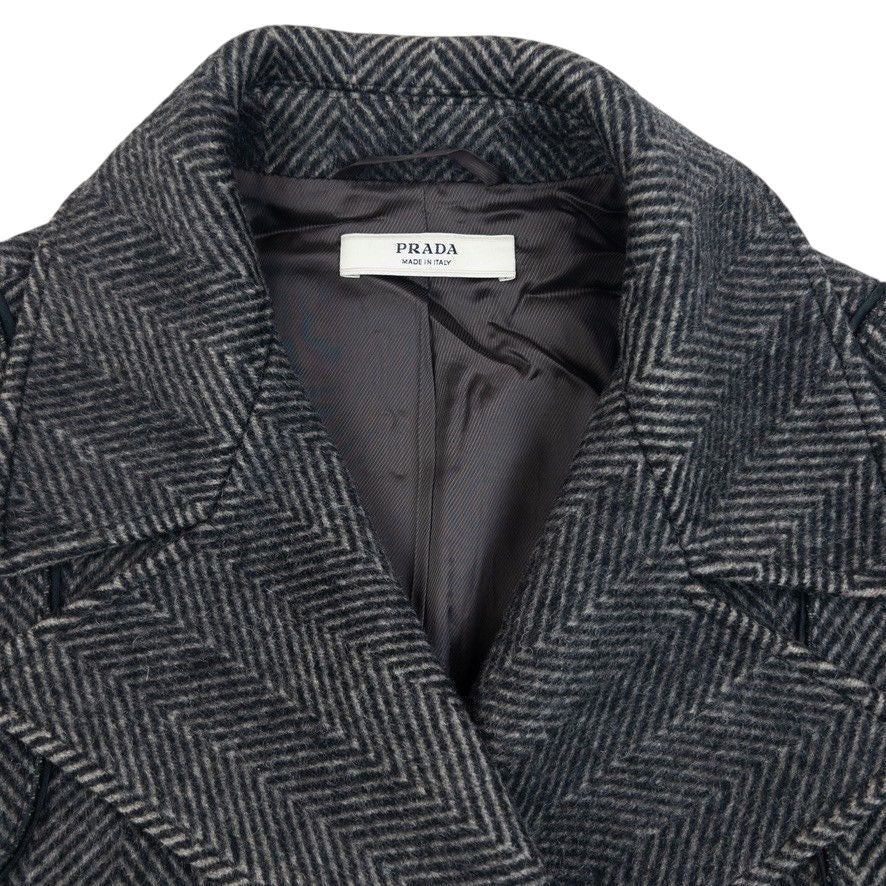 Vintage 2000s Prada Pattern Wool Jacket Womens Size L | Large, Grey