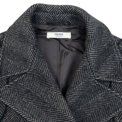 Vintage 2000s Prada Pattern Wool Jacket Womens Size L | Large, Grey