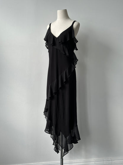 Tommy Hilfiger Asymmetric Ruffle Maxi Dress - L