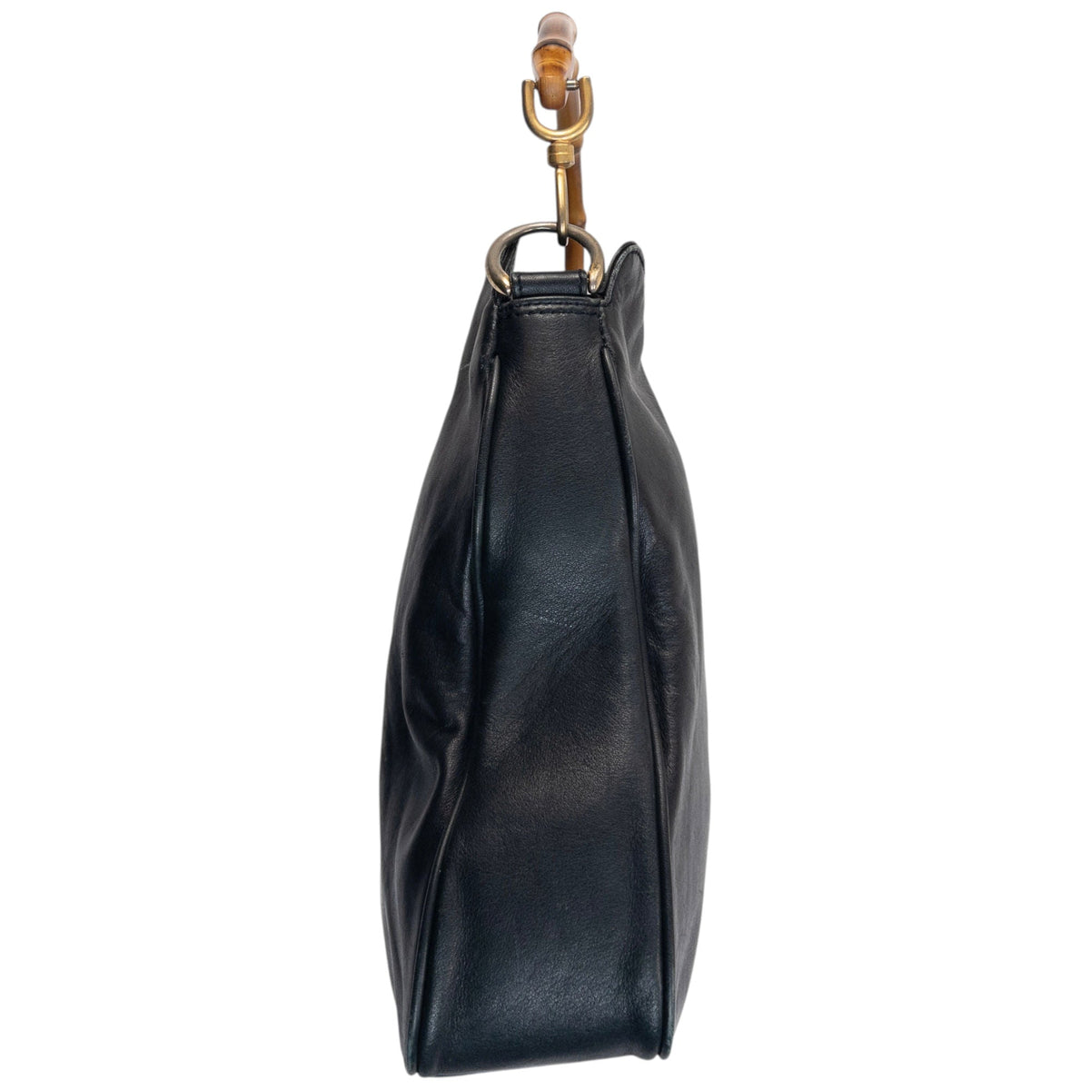 Vintage 90s Gucci Bamboo Handle Shoulder Bag | O/S, Black