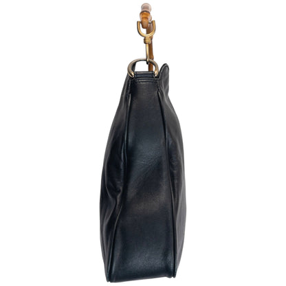 Vintage 90s Gucci Bamboo Handle Shoulder Bag | O/S, Black