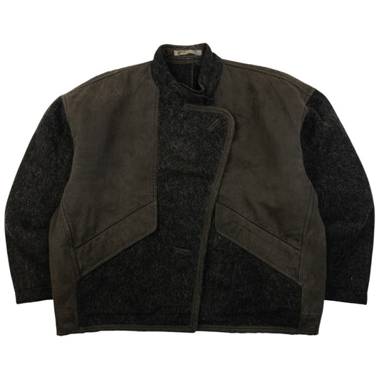 Vintage 80s Issey Miyake Asymmetric Wool Jacket Size S | Small, Grey