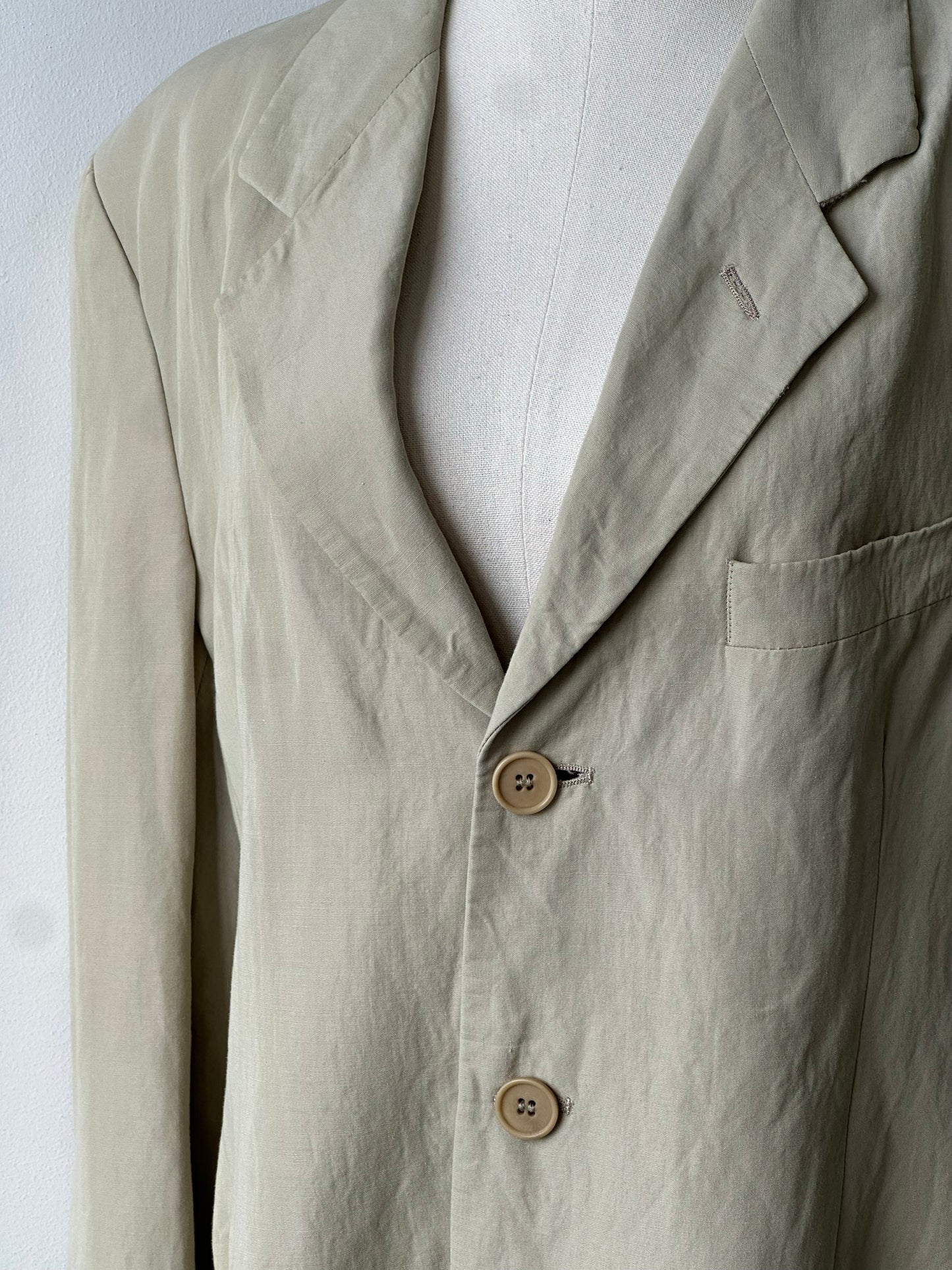 Emporio Armani 1990s Linen Single Breasted Blazer - M