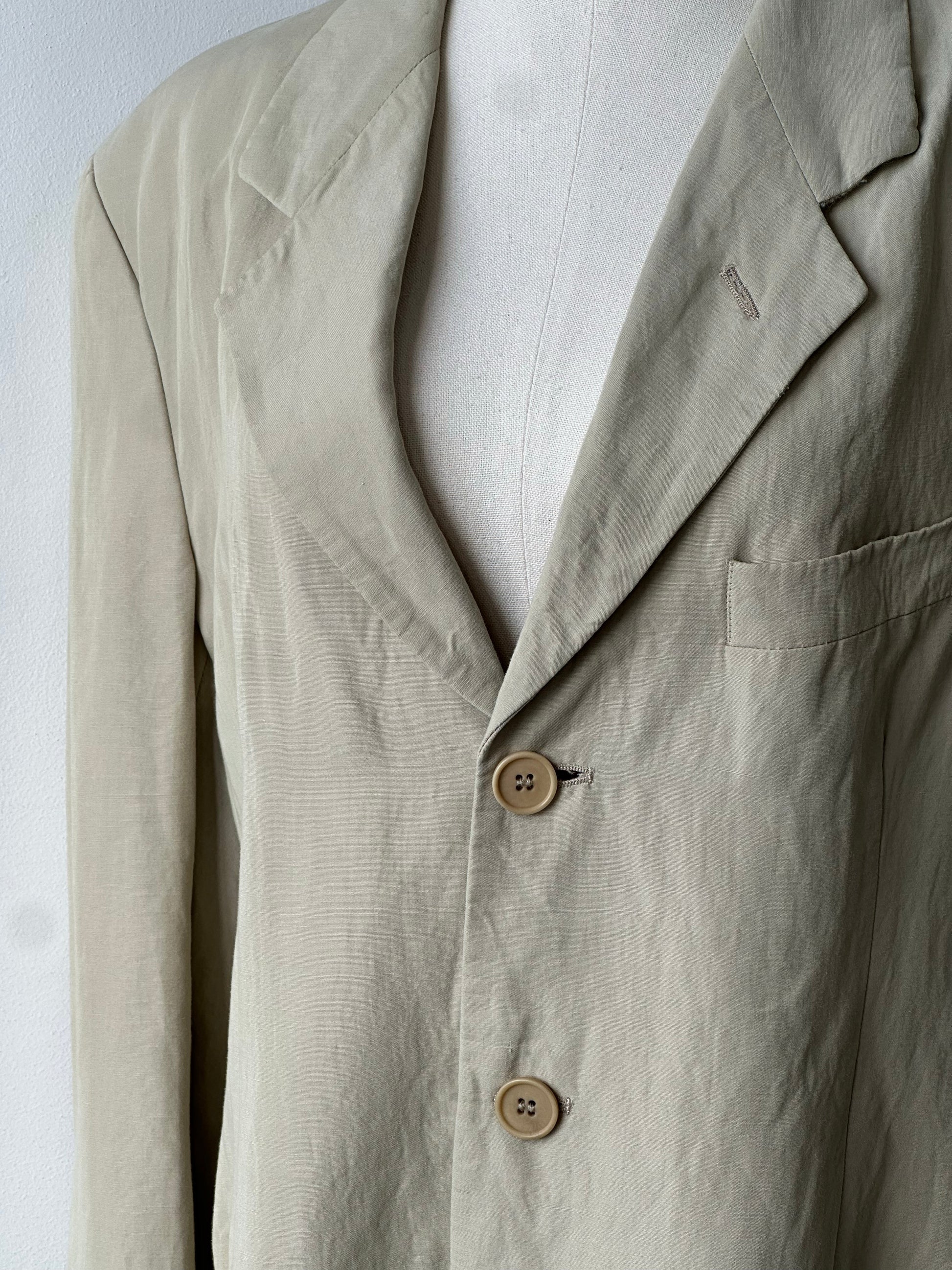 Emporio Armani 1990s Linen Single Breasted Blazer - M