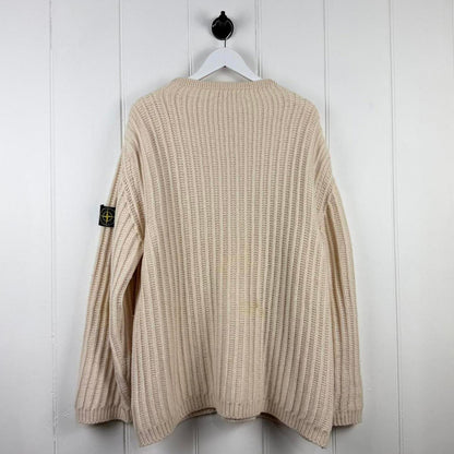 Stone Island Ribbed Wool Blend Jumper (XXL) | XXL, Cream