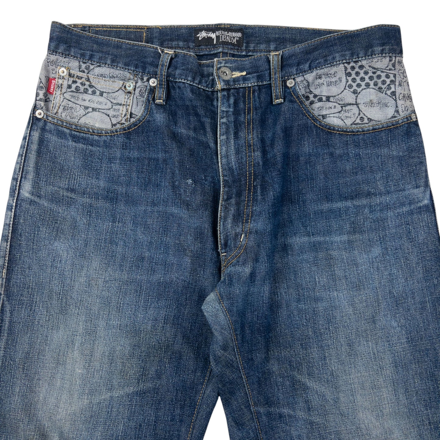 Vintage 2000s Stussy Speech Bubble Denim Jeans Size W34