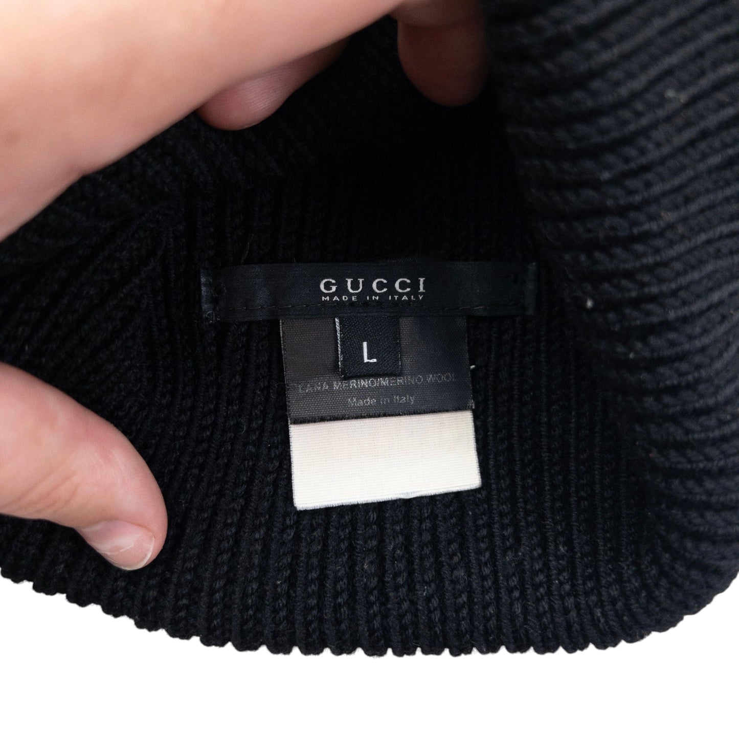 Vintage 2000s Gucci Wool Knit Beanie Hat Size L | Large, Black