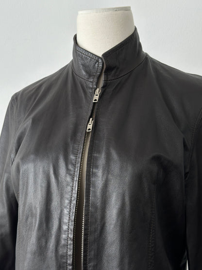 Vintage 1990s Double Zip Leather Jacket - S-M
