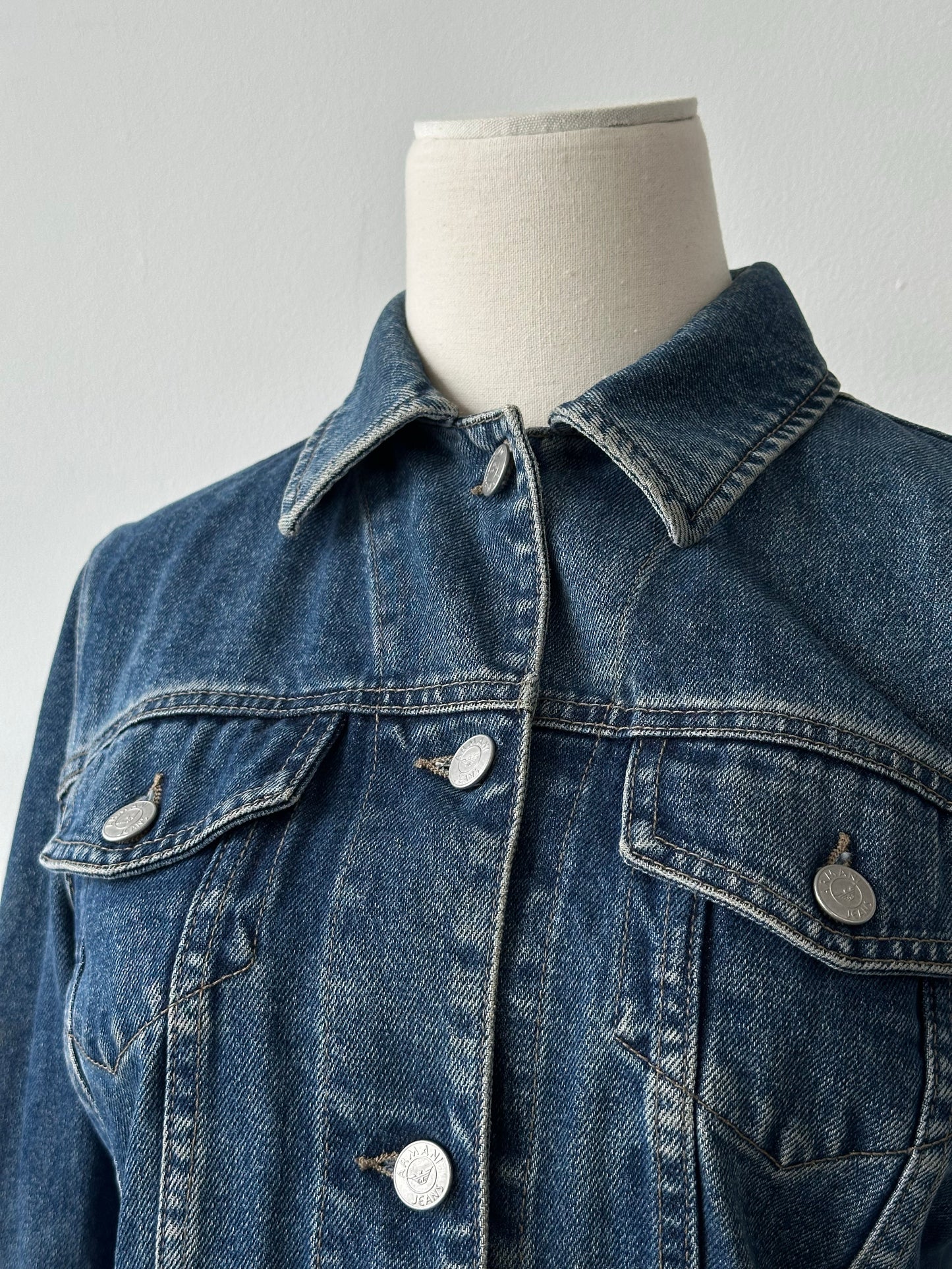 Armani Jeans 1990s Cotton Mid Wash Denim Jacket - S