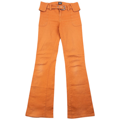 Vintage 2000s Dolce & Gabbana Belt Waist Flared Denim Jeans Womens Size W26 | W26, Orange