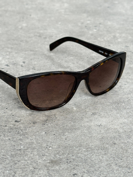 Jil Sander 2000s Tortoiseshell Rectangular Logo Sunglasses
