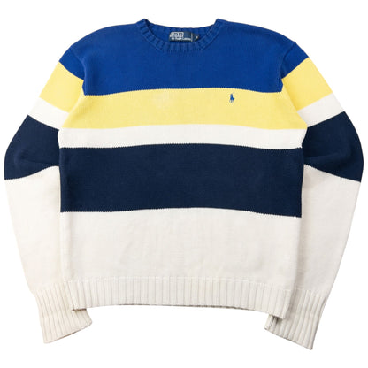 Vintage 90s Polo Ralph Lauren Striped Knit Jumper Size M | Medium, Red