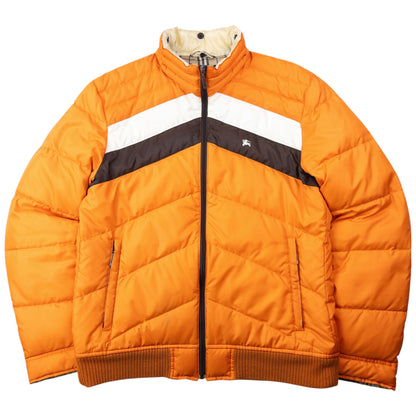 Vintage 2000s Burberry Nova Check Lined Puffer Jacket Size M | Medium, Orange