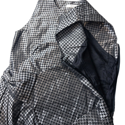 Vintage Prada Houndstooth Ruched Bow Dress Womens Size M