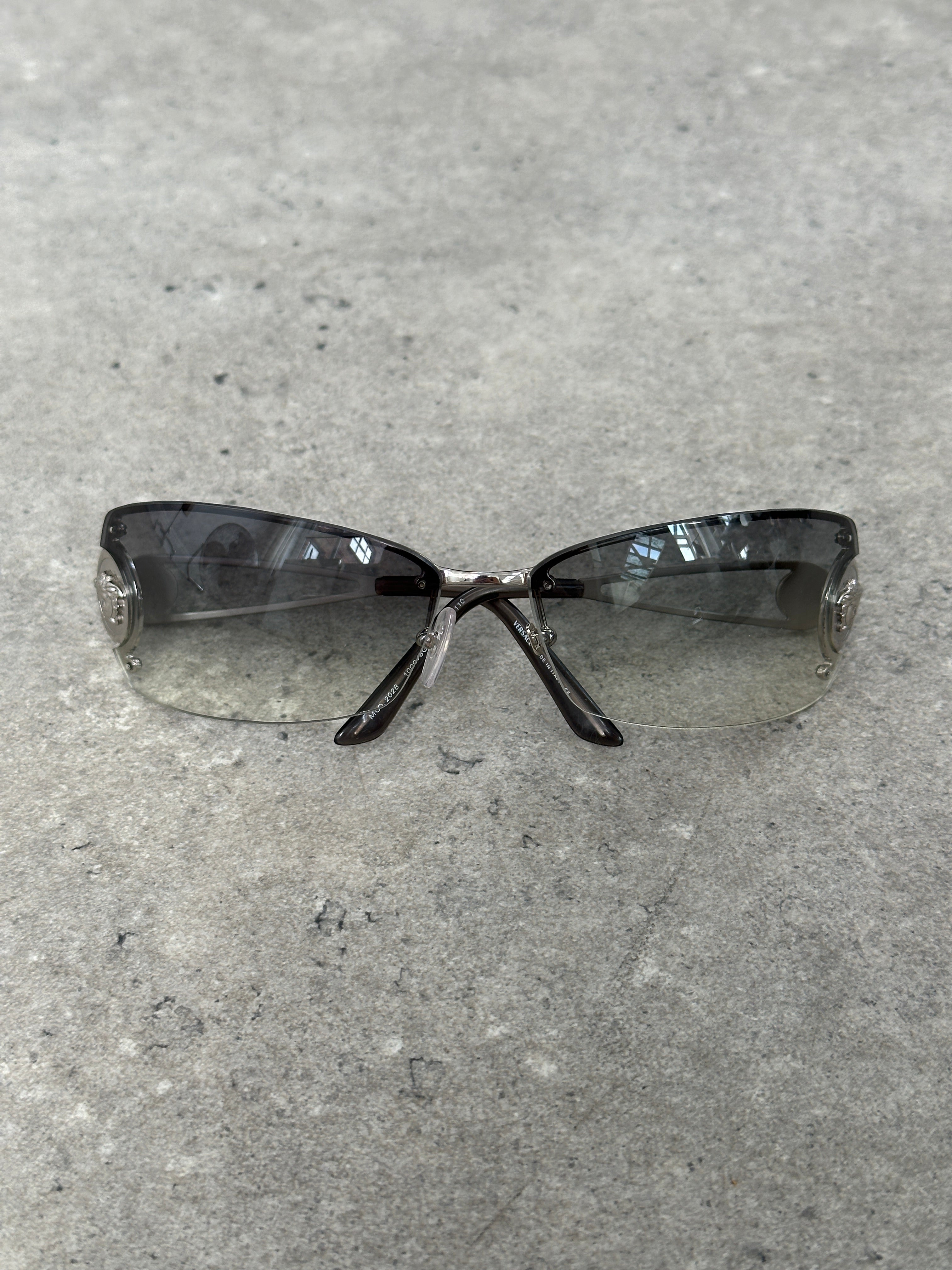 Vintage Versace 2000s Medusa Logo Rimless Sunglasses | O/S, Silver