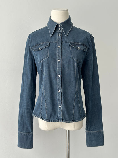 Versace Jeans Couture 2000s Bespoke Button Denim Shirt - M