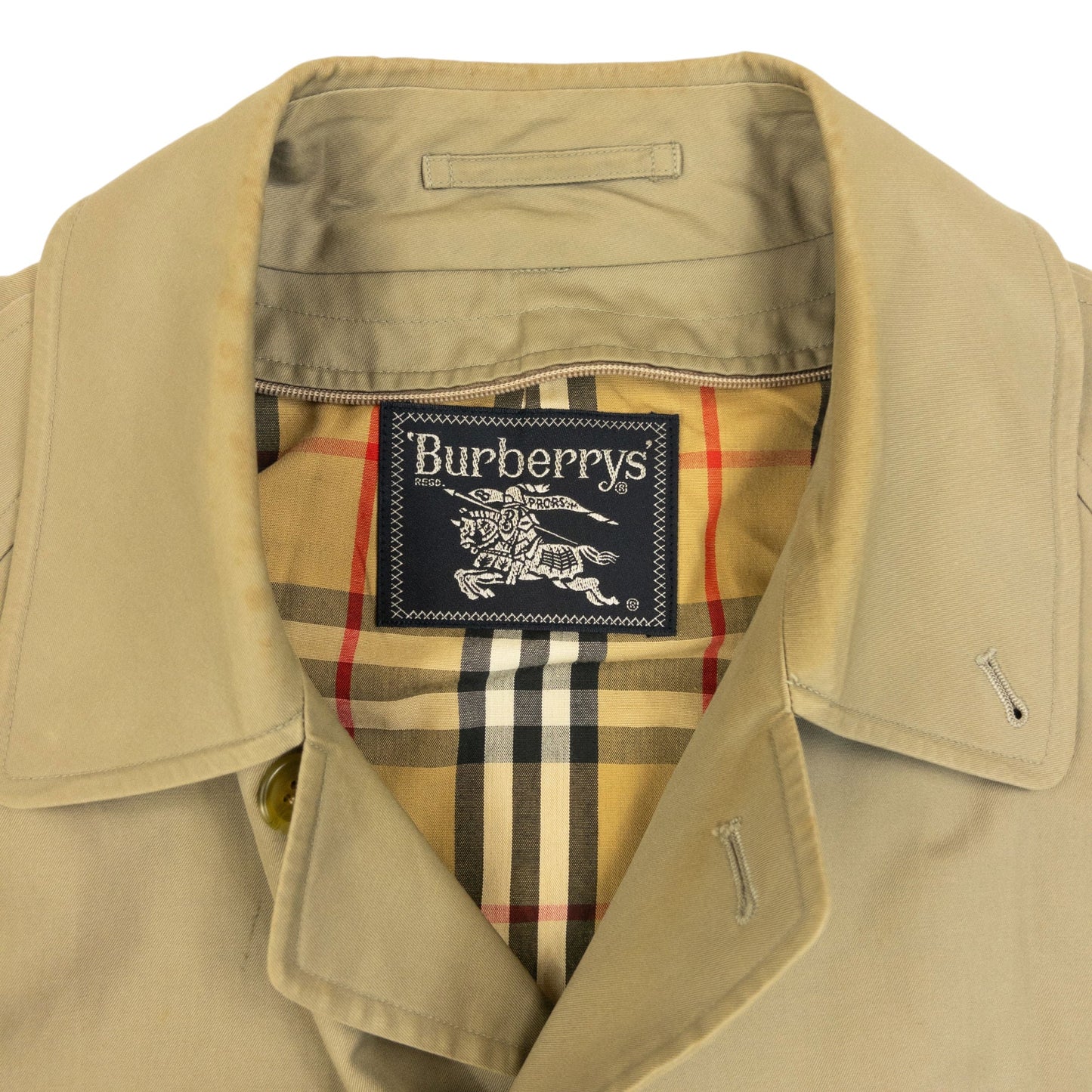 Vintage 90s Burberry Nova Check Lined Trench Jacket Size M | Medium, Beige
