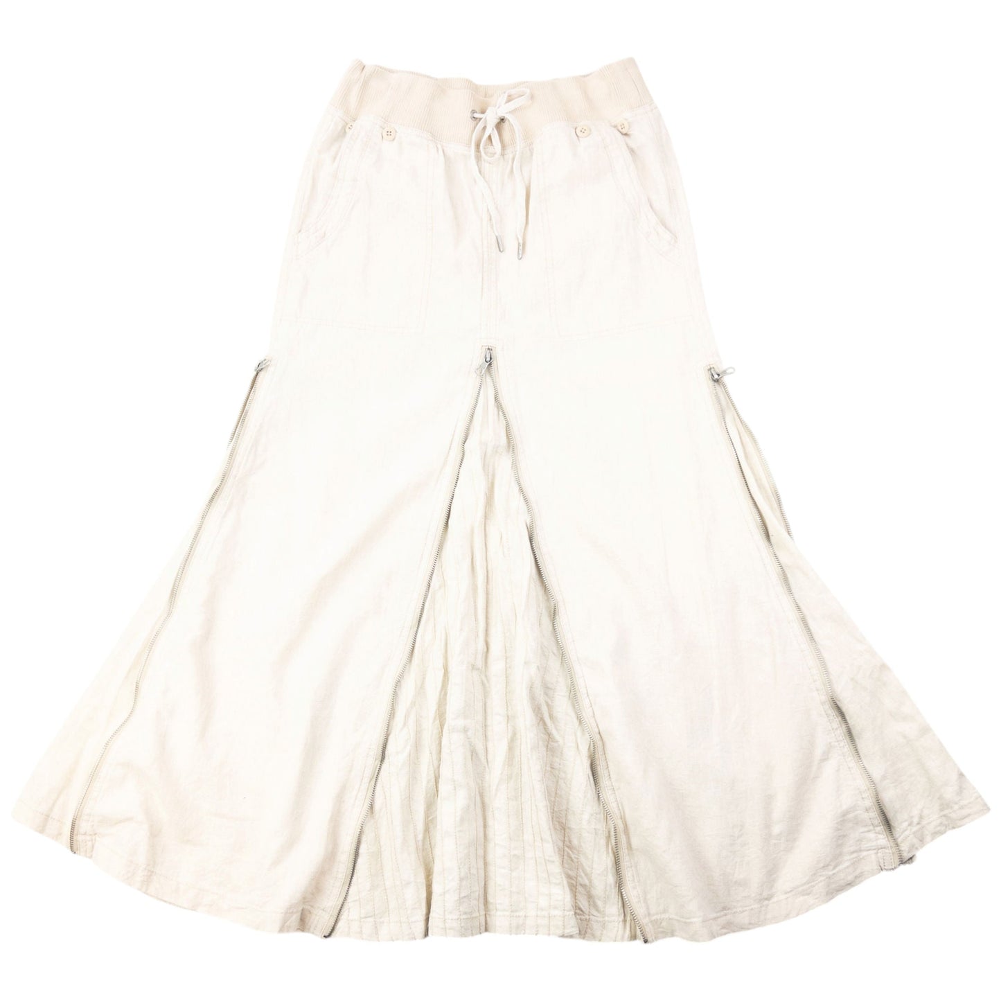 Vintage 2000s GOA Convertible Zip Gilet & Skirt Linen Set Womens Size S | Small, Cream