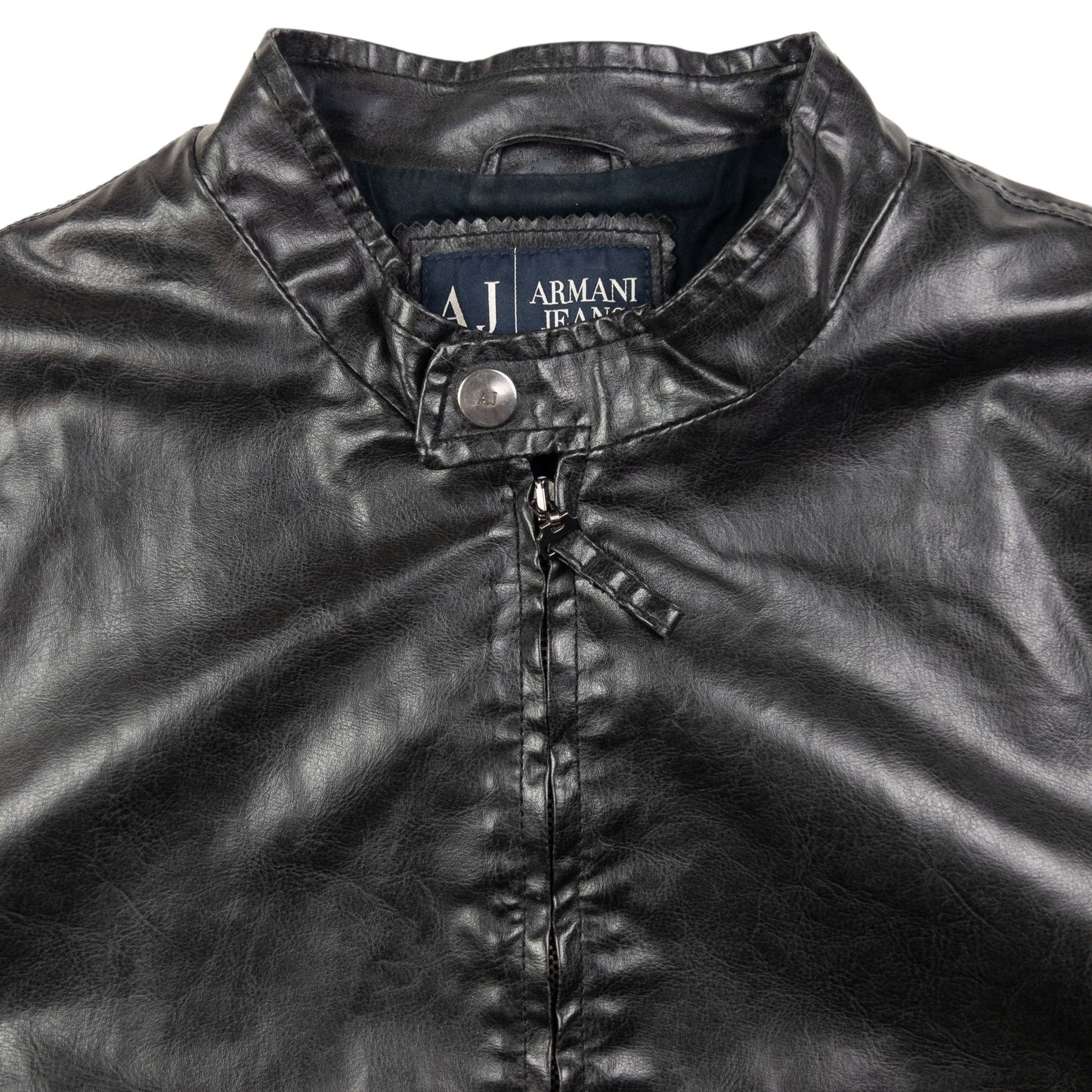 Vintage Armani Jeans Leather Biker Jacket Size L