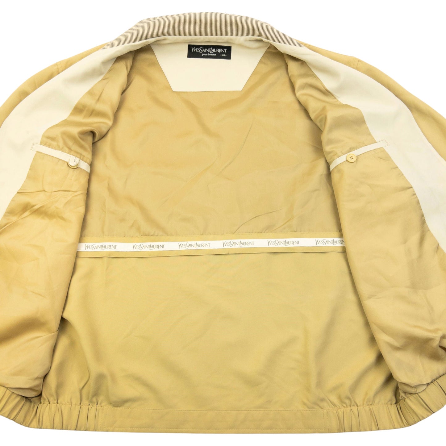 Vintage 90s YSL Yves Saint Laurent Harrington Jacket Size M | Medium, Beige