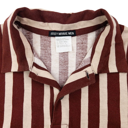 Vintage 2000s Issey Miyake MEN Striped Polo Shirt Size M | Medium, Brown