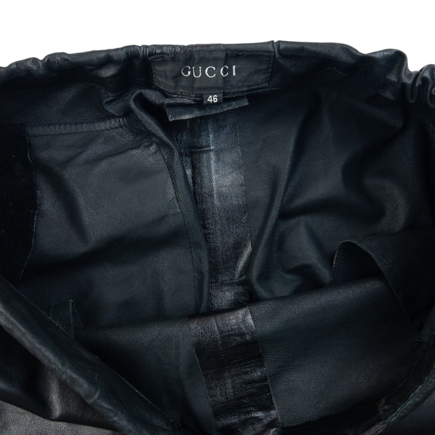 Vintage 2000s Gucci By Tom Ford Zip Cuff Leather Trousers Size L | Large, Black