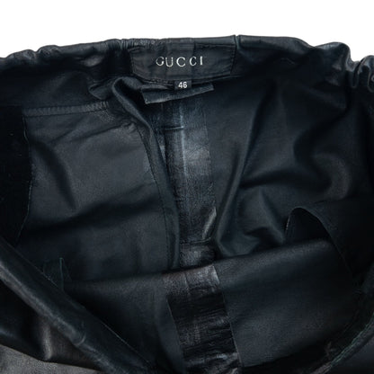 Vintage 2000s Gucci By Tom Ford Zip Cuff Leather Trousers Size L | Large, Black