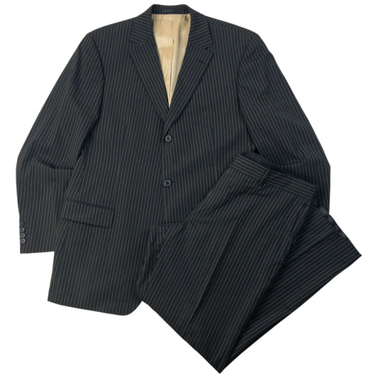 Vintage 2000s Hugo Boss Rossellini Movie Pinstripe Jacket & Trousers Suit Set Size XL | XL, Brown