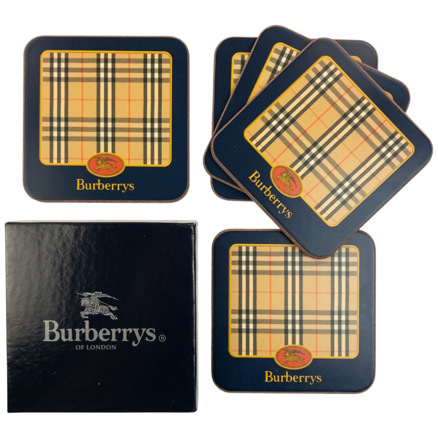 Vintage 90s Burberry Nova Check Coasters | O/S, Beige, Black, Red
