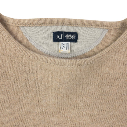Vintage 2000s Armani Jeans Wool Jumper Size M | Medium, Beige