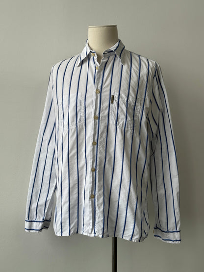 Armani Jeans 1990s Cotton Logo Striped Shirt - L