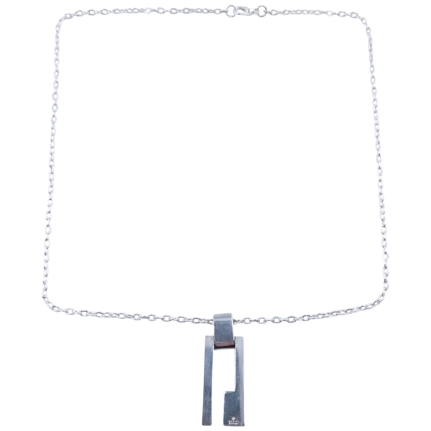 Vintage 2000s Gucci Silver Pendent Necklace | O/S, Grey