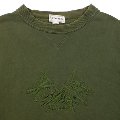 Vintage 90s Burberry Embroidered Sweatshirt Size XS | XS, Green