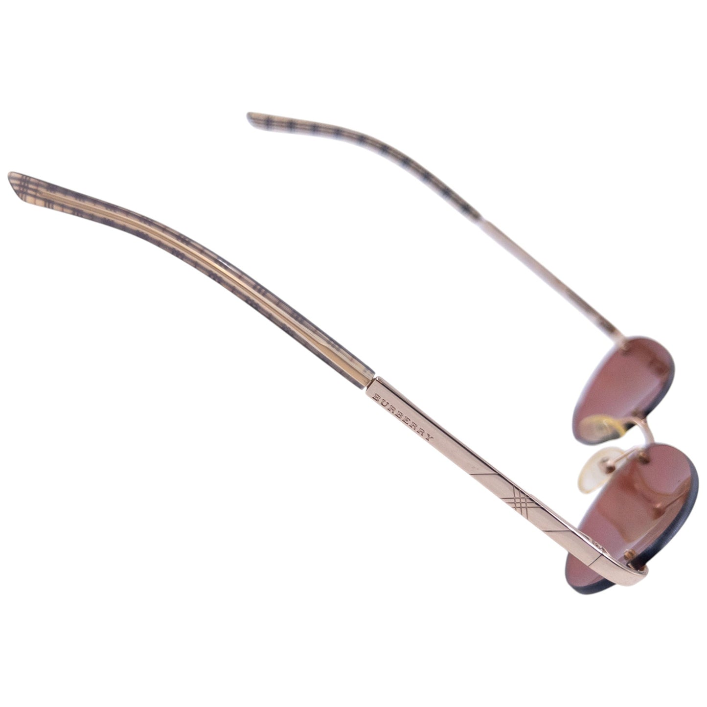 Vintage Burberry Nova Check Rimless Sunglasses